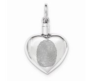 Sterling Silver Custom Fingerprint Heart Cremation or Ash Filler