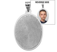 Custom Fingerprint Oval Charm or Pendant with Reverse Photo Option