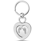 Stainless Steel Custom Footprint Heart Keychain