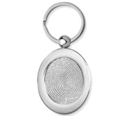 Stainless Steel Custom Fingerprint Oval Keychain