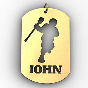 Personalized Male Lacrosse Player Sports Dog Tag Cut Out Necklace