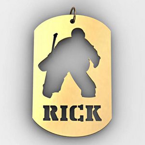 Personalized Hockey Goalie Sports Dog Tag Cut Out Necklace