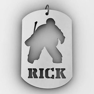 Personalized Hockey Goalie Sports Dog Tag Cut Out Necklace