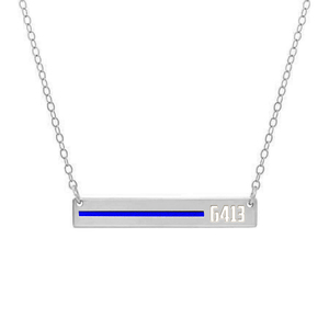 Personalized Horizontal Thin Blue Line Police Necklace with 18  Chain