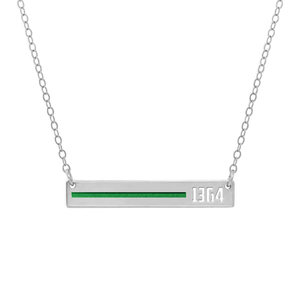 Personalized Horizontal Thin Green Line Military Necklace with 18  Chain