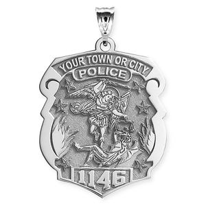 Saint Michael Personalized Police Badge with Department   Badge Number