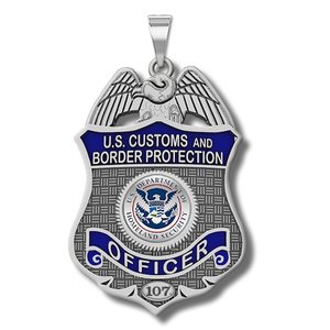 Personalized Customs and Border Patrol Badge with Your Number  Your Rank  and Blue Enamel
