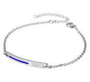 Personalized Thin Blue Line Curb Link ID Bracelet