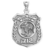 Saint Michael Personalized Police Badge with Department   Badge Number