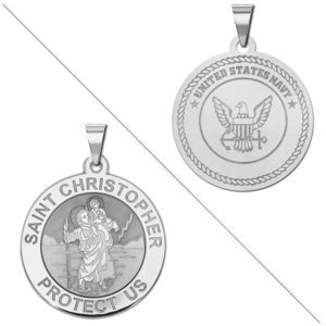 Saint Christopher Doubledside NAVY Religious Medal  EXCLUSIVE 