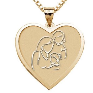 Mother with Two Daughters   Heart Pendant