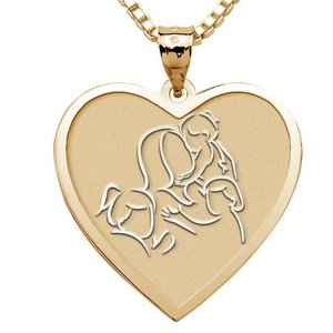 Mother with Three Daughters   Heart Pendant