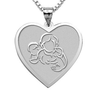 Mother with Son and Daughter   Heart Pendant