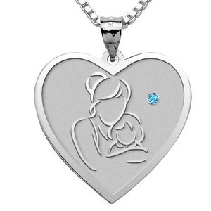 Mother and Daughter   Heart Pendant with Birthstone
