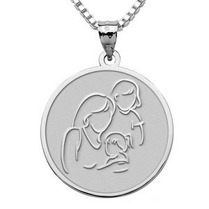 Mother with Two Daughters   Round Pendant