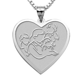 Mother with Three Sons   Heart Pendant