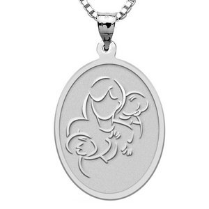 Mother with Two Sons   Oval Pendant