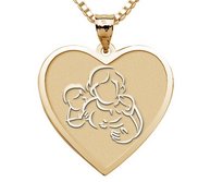 Mother with Son and Daughter   Heart Pendant
