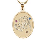 Mother with Three Daughters   Oval Pendant with Birthstones