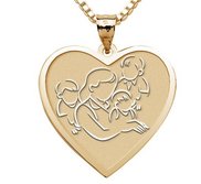 Mother with Three Sons   Heart Pendant