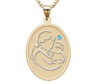 Mother and Son   Oval Pendant with Birthstone