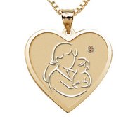 Mother and Son    Heart Pendant with Birthstone