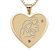 Mother with Two Daughters   Heart Pendant with Birthstones