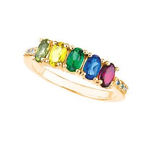 Mother s Ring with Five Birthstones and Diamonds
