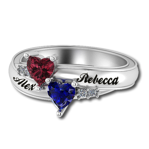 2 Heart Shaped Birthstone Mother s Personalized Ring