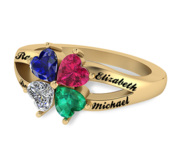 4 Heart Shaped Birthstone Mother s Personalized Ring