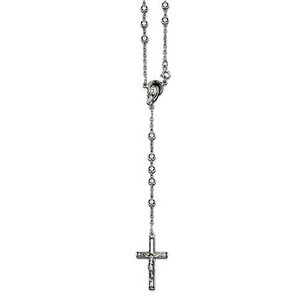 Sterling Silver Polished Rosary Necklace  with Young Virgin Mary Medal