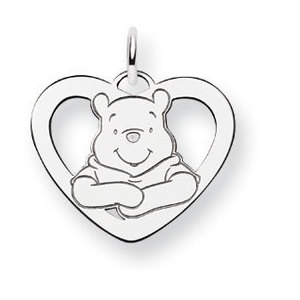 Sterling Silver Disney Winnie the Pooh Medium Heart Charm