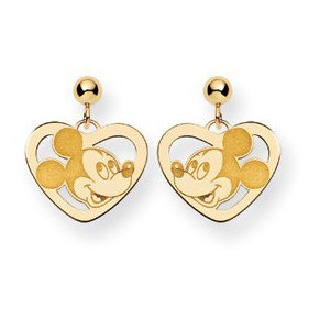 Disney Mickey Heart Dangle Post Earrings