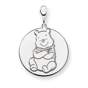 Sterling Silver Winnie the Pooh Large Lobster Clasp Two Layer Charm