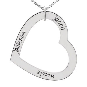 Posh Mommy Large Heart Pendant with up to four Names