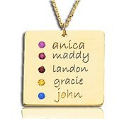 Posh Mommy     with Five Birthstones Square Pendant