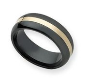 Ceramic Black with 14k Inlay 8mm Polished Band