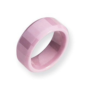 Ceramic Pink Faceted Beveled Edge 8mm Polished Wedding Band