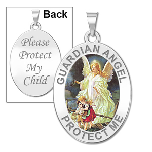 Guardian Angel  Protect My Child  Double Sided Medal  Color EXCLUSIVE 