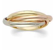 14k Tri Colored Gold Polished Rolling Ring Wedding Band