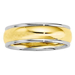 14k Two Tone 6mm Domed Wedding Band