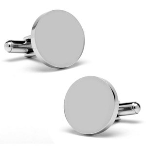 Engravable Round Sterling Silver Cufflinks