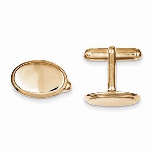 Engravable Yellow Gold Plated Oval Cufflinks