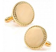 Engravable Gold Plated 14K Round Cufflinks