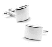 Engravable Sterling Silver Curved Cufflinks