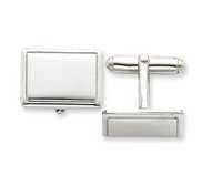 Engravable Rectangle Sterling Silver with Black Enamel Cufflinks
