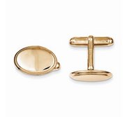 Engravable Yellow Gold Plated Oval Cufflinks