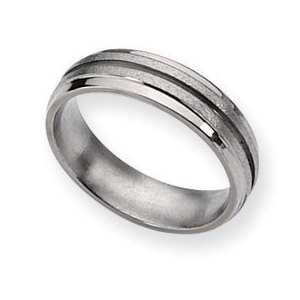 Titanium Grooved 6mm Satin and Polished Wedding Band