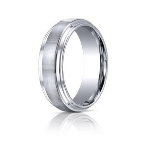 Cobalt Chrome Comfort Fit w  Satin Inlay 8 mm Wedding Band