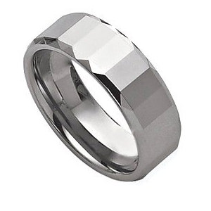 Tungsten Faceted Edges 8mm Polished Wedding Band